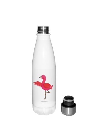 Mr. & Mrs. Panda Thermosflasche Flamingo Yoga ohne Spruch in Weiß