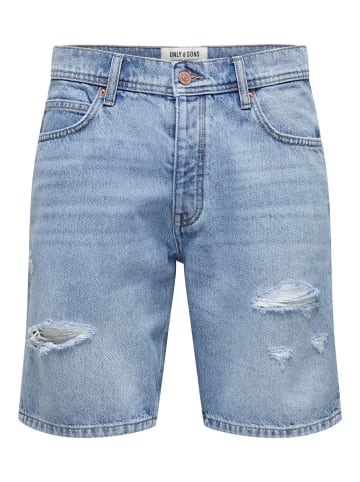 Only&Sons Shorts Denim Midi Bermuda Mid Waist Pants in Hellblau