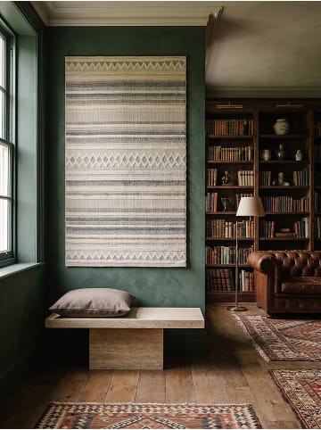 KADIMA DESIGN Teppich Flachgewebe Pflegeleicht RIDGE Boho Streifen Wohnzimmer in Grau-Beige