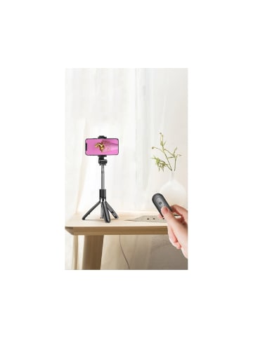 XO XO SS08 Selfie-Stick Handyhalterung und Bluetooth-Stativ 68cm Schwarz in Schwarz
