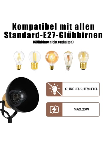 ZMH Deckenleuchte in schwarz rund 3-flammige E27 350° schwenkbar Deckenspot