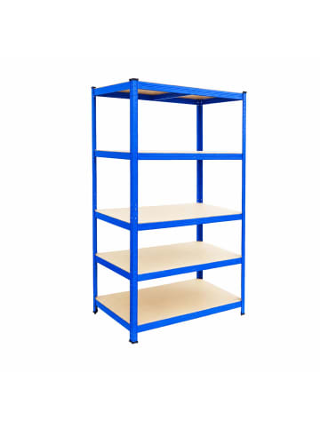 relaxdays Schwerlastregal in Blau/ Braun - (B)100 x (H)200 x (T)40 cm