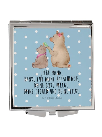 Mr. & Mrs. Panda Kosmetikspiegel Bär Kind mit Spruch in Blau Pastell