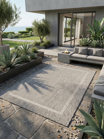 KADIMA DESIGN Teppich Outdoor Waschbar Einfarbig ALSTER Strapazierfähig OEKO-TEX in Grau
