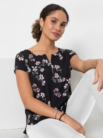 WITT WEIDEN Kurzarmshirt in schwarz-ecru-bedruckt