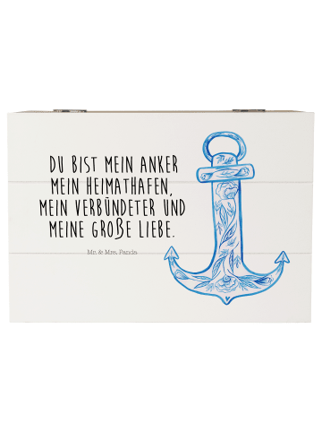 Mr. & Mrs. Panda Geschenkbox Anker Blau mit Spruch in Weiß