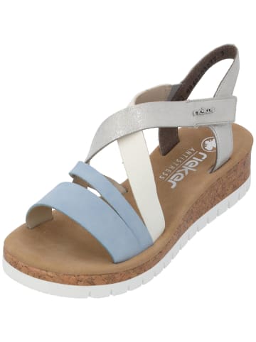 rieker Keilsandaletten in aqua/offwhite/fog-silver