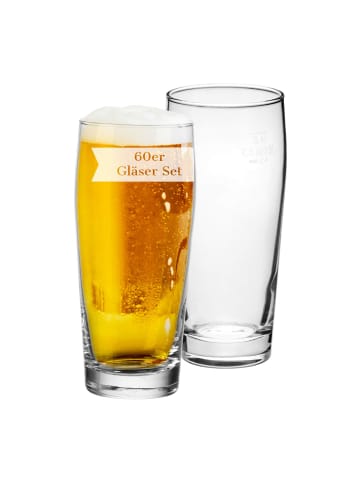 VAN WELL 60er Set Willi Becher geeicht Willy 0,4 l in transparent