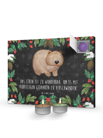Mr. & Mrs. Panda adventskalender kerzen Wombat mit Spruch in Kreidetafel