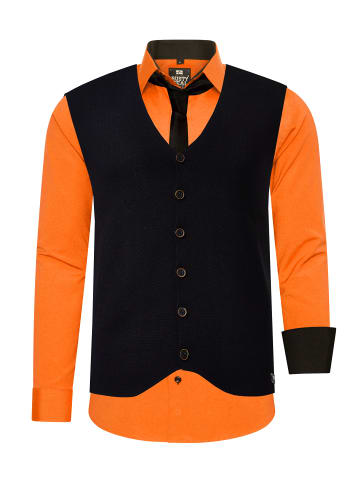 Rusty Neal Hemd mit Weste und Krawatte in Orange