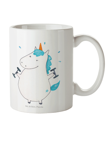 Mr. & Mrs. Panda Kindertasse Einhorn Fitness ohne Spruch in Weiß