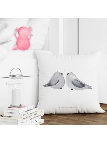 Mr. & Mrs. Panda Dekokissen Turteltauben Liebe ohne Spruch in Weiß