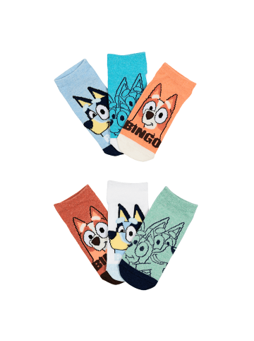 Bluey Bingo Kinder Sneaker Socken 6er Pack in Mehrfarbig