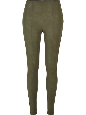 Urban Classics Urban Classics Damen Ladies Washed Faux Leather Pants in olive