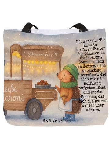 Mr. & Mrs. Panda Tote Bag Igel Maronen Design mit Spruch in Weiß