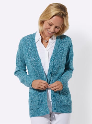 WITT WEIDEN Strickjacke in aquapetrol-ecru-meliert