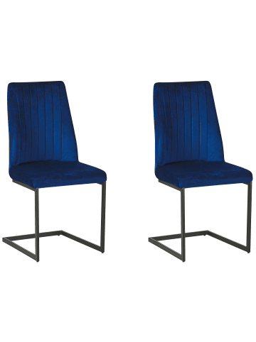 Beliani 2er-Set Esszimmerstuhl LAVONIA in Blau/Schwarz