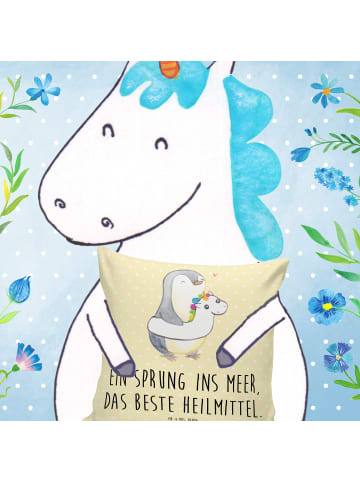 Mr. & Mrs. Panda 40x40 kissen Sommermeerheilkraft mit Spruch in Gelb Pastell