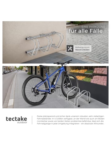 tectake Fahrradhalter aus rostfreiem Stahl für Reifenbreiten von 35 - 60 mm
