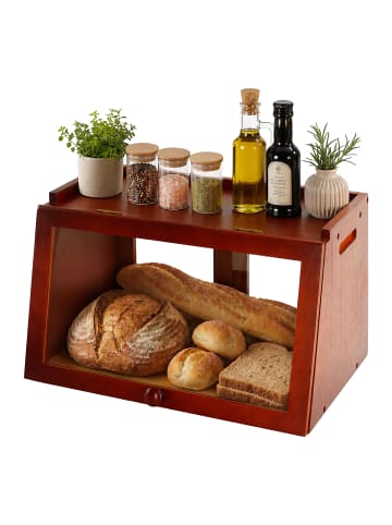 relaxdays Brotkasten in Dunkelbraun - (B)26 x (H)23 x (T)39 cm