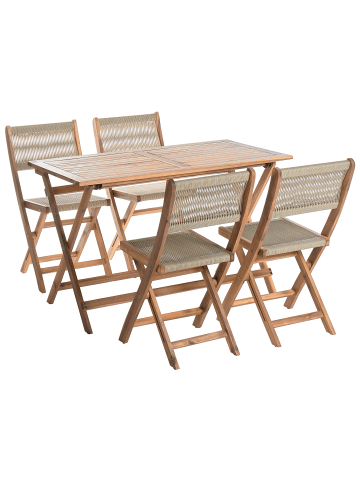 Beliani 5-tlg Klappbare Gartenmöbel PROSSEDI in Beige/Braun