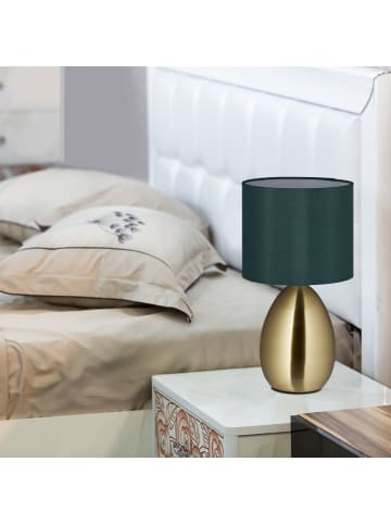 relaxdays Tischlampe in Messing/ Grün- (H)33,5 x Ø 18 cm