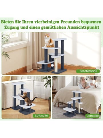 COSTWAY 2 in 1 Kratzbaum Hundetreppe in Grau