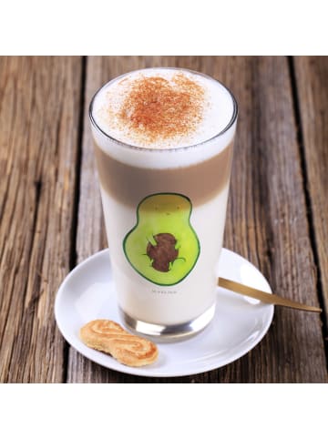 Mr. & Mrs. Panda Latte Macchiato Glas Avocado Kern ohne Spruch in Transparent