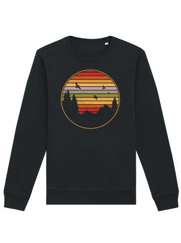 wat? Apparel Sweatshirt Sunset Berge & Tannen in Schwarz