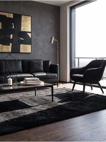 KADIMA DESIGN Teppichläufer Uni Antirutsch weich wohnlich Wohnzimmer gemütlich in Schwarz