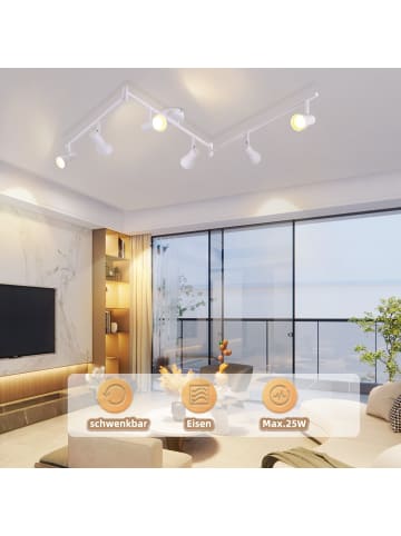 ZMH Deckenleuchte in Weiß 6-flammige GU10 Modern Metall Flurlampe