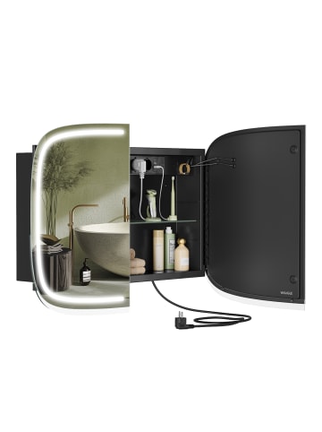 VASAGLE Spiegelschrank Aileas in Tintenschwarz - (B)59.5 x (H)13.5 x (T)80 cm