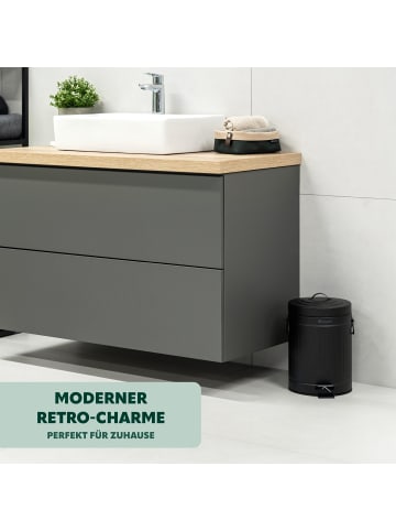 eluno Kosmetikeimer VINTAGE, Treteimer 5 Liter Fassungsvermögen aus schwarzem Metall