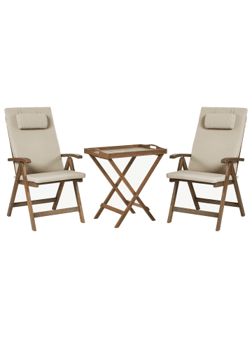 Beliani 5-tlg Klappbare Gartenmöbel AMANTEA PREMIUM in Braun/Beige