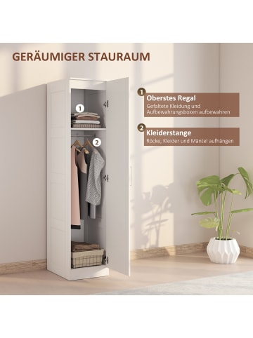 HOMCOM Kleiderschrank-40L x 52B x 180H cm-Weiß