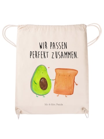 Mr. & Mrs. Panda Sportbeutel Avocado + Toast mit Spruch in Creme