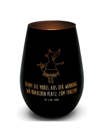 Mr. & Mrs. Panda Outdoor Windlicht Fuchs Ballerina mit Spruch in Schwarz