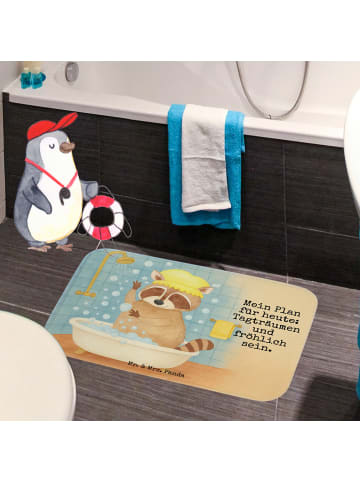 Mr. & Mrs. Panda Badteppich Waschbär Design mit Spruch in Weiß