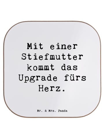 Mr. & Mrs. Panda Untersetzer Herz Stiefmutter mit Spruch in Weiß