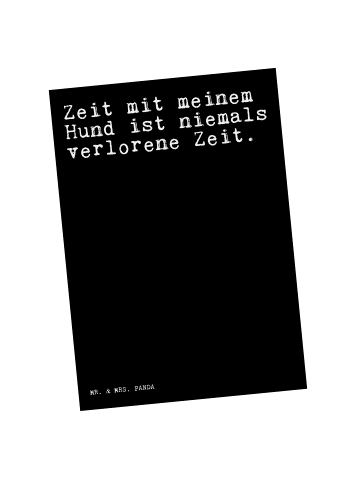 Mr. & Mrs. Panda Postkarte Zeit mit meinem Hund... mit Spruch in Schwarz