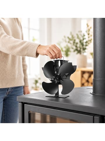relaxdays Kaminventilator in Schwarz - (B)17,5 x (H)19 x (T)11,5 cm