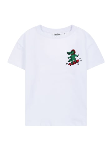SATURNDAY T-Shirt mit Krokodil Stickerei in Weiß