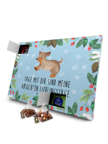 Mr. & Mrs. Panda Advents-Teekalender Hund Dackel mit Spruch in Eisblau