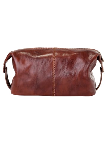 piké Kulturtasche echt Leder in braun