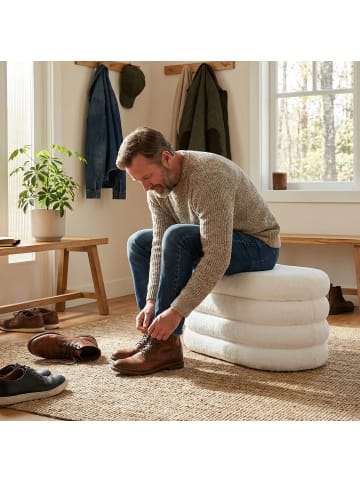 relaxdays Sitzbank in Weiß - (B)110 x (H)42 x (T)45 cm