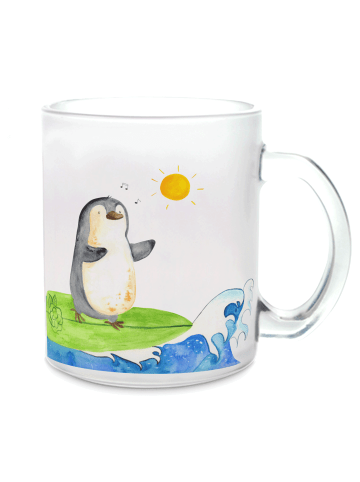 Mr. & Mrs. Panda Kaffeebecher Pinguin Surfer ohne Spruch in Transparent