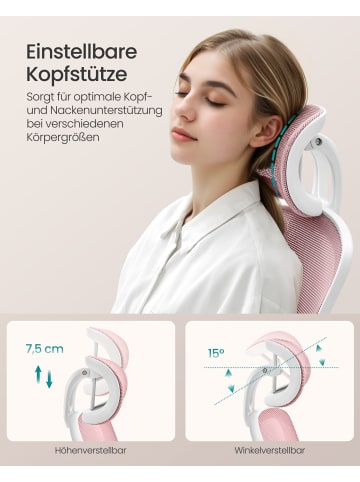SONGMICS Bürostuhl Kime in Rosa - (B)62.4 x (H)127.4 x (T)62 cm