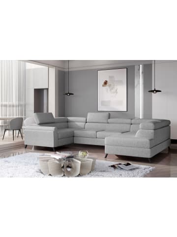 MF Design Esco Recamiere Rechts in Hellgrau -  (L) 200 x (B) 336 x (H) 92 cm