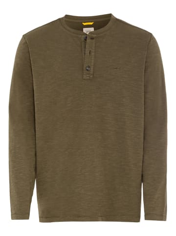 Camel Active Langarmshirt Henley in Dunkel Oliv