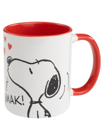 Snoopy The Peanuts Snoopy Tasse Smak Lucy Kaffeetasse Becher 320 ml in rot/weiß